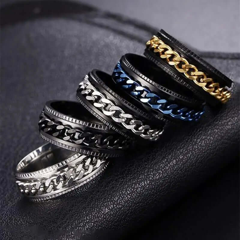Textured Spinner Ring – Anti-Stress Ring with Ridged Edges