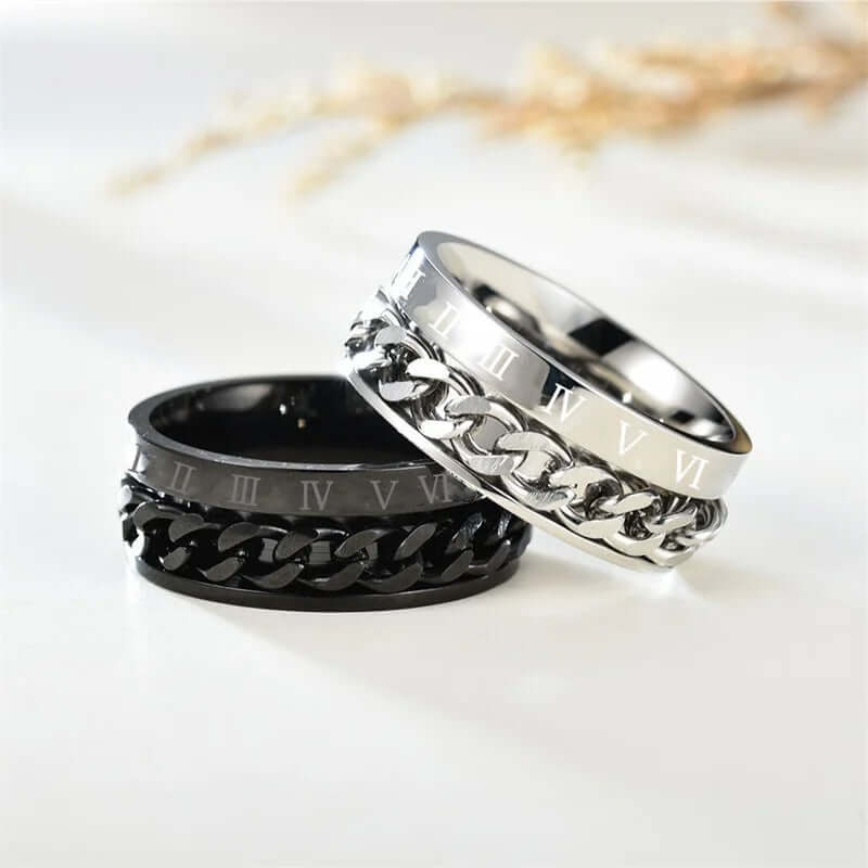 Roman Numeral Spinner Ring – Anxiety Relief with Timeless Style