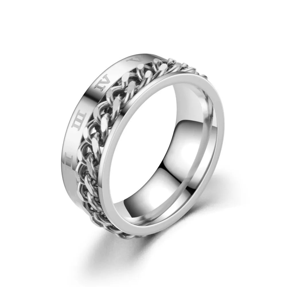 Roman Numeral Spinner Ring – Anxiety Relief with Timeless Style